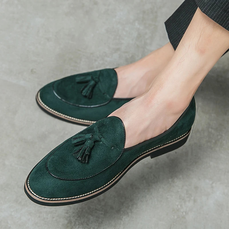Tassel Loafers Slip-On Loafers Men's Casual Mules Shoes Suede Driving Shoes Fashion Mens Moccasins Pointed Banquet Social Shoes
